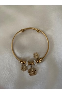 Çiçek Charmlı Gold Pandora Bileklik