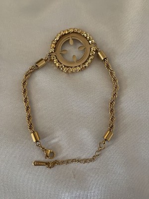 Burgulu Çember Detaylı Gold Bileklik