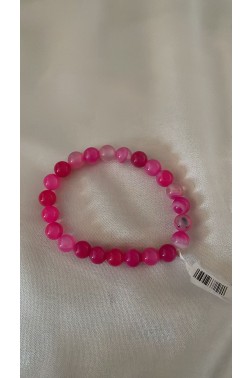 Sıralı İnci Taneli Pembe Doğal Taşlı Bileklik