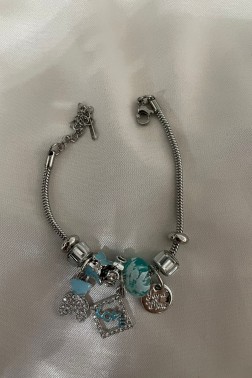 Aşk Temalı Pandora Tarzı Mavi Bileklik