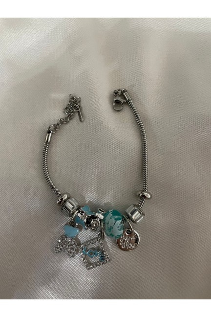 Aşk Temalı Pandora Tarzı Mavi Bileklik Aşk Temalı Pandora Tarzı Mavi Bileklik