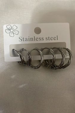 5'li Halka Silver Küpe
