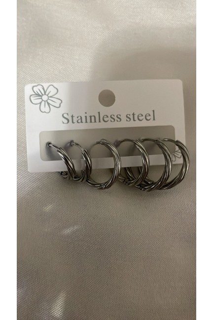 5'li Halka Silver Küpe