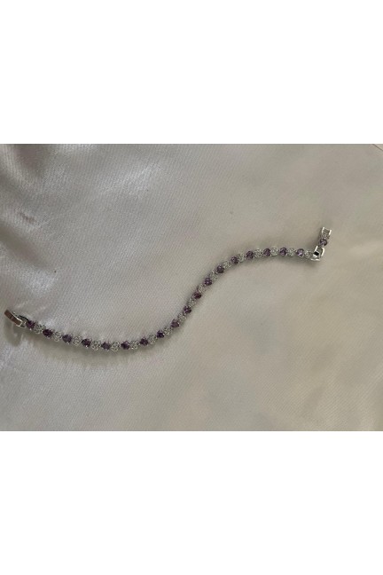 Mor Beyaz Örüntülü Bileklik