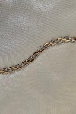 Parlak Taşlı Gold Bileklik