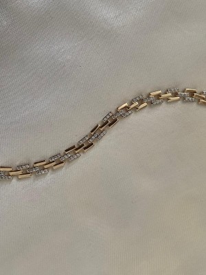 Parlak Taşlı Gold Bileklik
