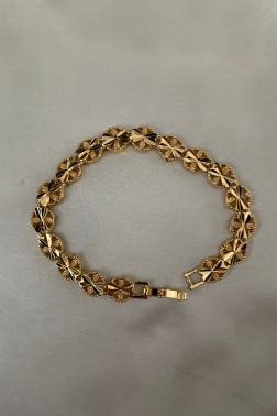 24K Gold Bileklik Parlak Çiçek Model