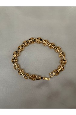 24K Gold Bileklik Parlak Çiçek Model