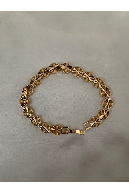 24K Gold Bileklik Parlak Çiçek Model