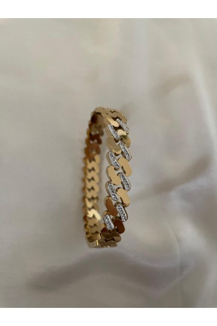 Kelepçe Taşlı Gold Bileklik