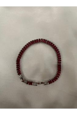 Bordo Düz Taşlı Bileklik