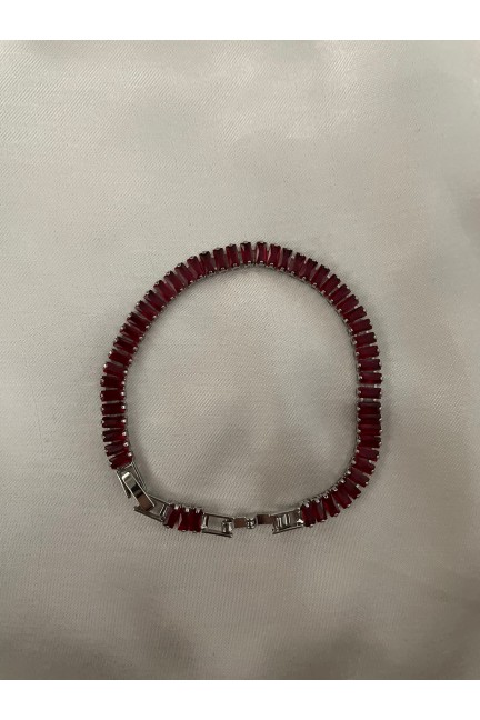 Bordo Düz Taşlı Bileklik
