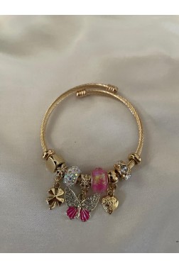 Kelebek Charmlı Gold Pandora Bileklik