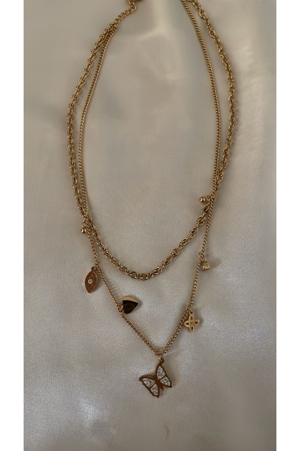 İç İçe Çeşitli Kelebek Detaylı Gold Kolyeler İç İçe Çeşitli Kelebek Detaylı Gold Kolyeler