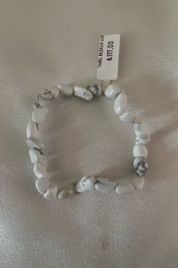 Sıralı İnci Taneli Beyaz Çakıl Doğal Taşlı Bileklik
